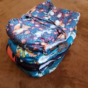 "Fox and Friends" - Four reusable cloth pocket diapers